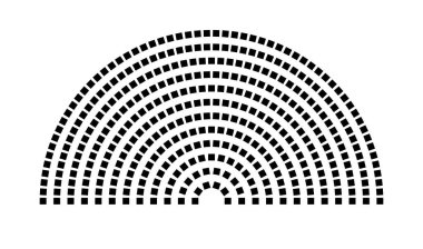 Hemicycle 384 koltuk - 12 sıra - 180 derece