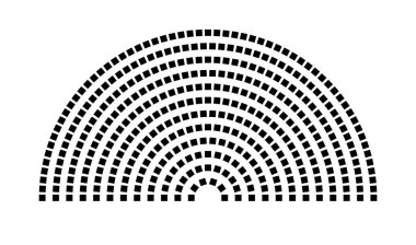 Hemicycle 387 koltuk - 12 sıra - 180 derece