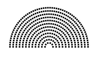 Hemicycle 388 koltuk - 12 sıra - 180 derece