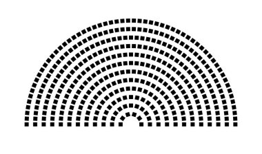 Hemicycle 386 koltuk - 12 sıra - 180 derece