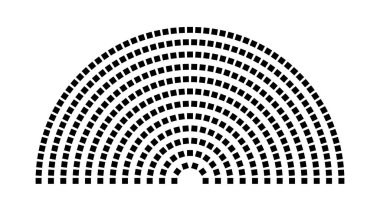 Hemicycle 389 koltuk - 12 sıra - 180 derece
