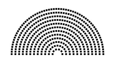 Hemicycle 392 koltuk - 12 sıra - 180 derece