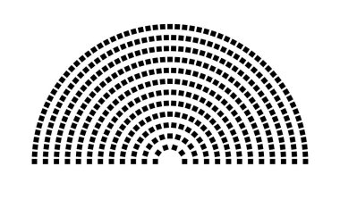 Hemicycle 393 koltuk - 12 sıra - 180 derece