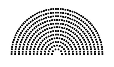 Hemicycle 394 koltuk - 12 sıra - 180 derece
