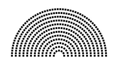Hemicycle 395 koltuk - 12 sıra - 180 derece