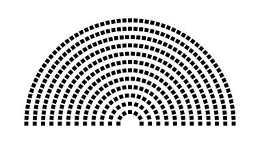 Hemicycle 396 koltuk - 12 sıra - 180 derece