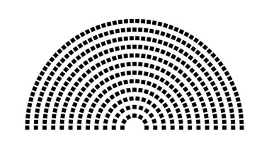 Hemicycle 397 koltuk - 12 sıra - 180 derece