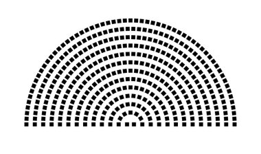 Hemicycle 398 koltuk - 13 sıra - 180 derece