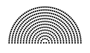 Hemicycle 399 koltuk - 13 sıra - 180 derece