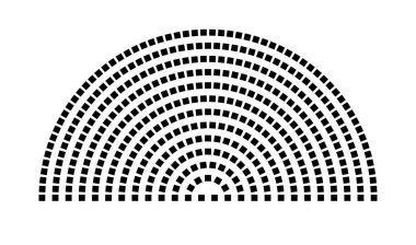 Hemicycle 403 koltuklar - 13 sıra - 180 derece