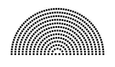 Hemicycle 404 koltuklar - 13 sıra - 180 derece