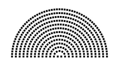 Hemicycle 401 koltuklar - 13 sıra - 180 derece