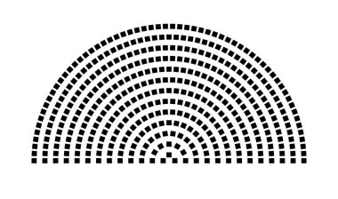Hemicycle 406 koltuklar - 13 sıra - 180 derece