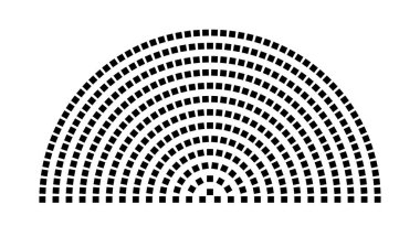 Hemicycle 407 koltuk - 13 sıra - 180 derece