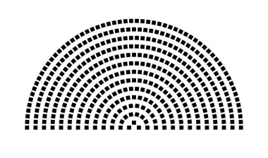 Hemicycle 408 koltuklar - 13 sıra - 180 derece
