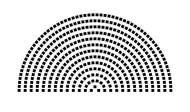 Hemicycle 410 koltuk - 13 sıra - 180 derece