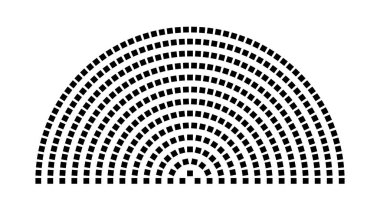Hemicycle 411 koltuk - 13 sıra - 180 derece
