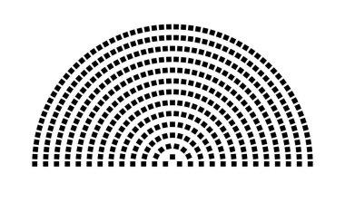 Hemicycle 412 koltuk - 13 sıra - 180 derece