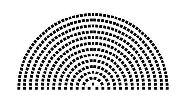 Hemicycle 415 koltuk - 13 sıra - 180 derece
