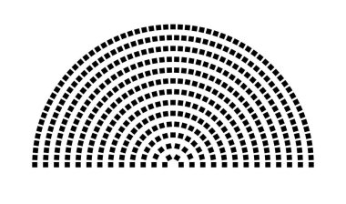 Hemicycle 418 koltuk - 13 sıra - 180 derece