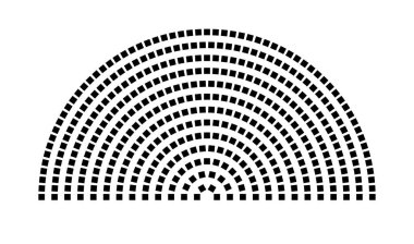 Hemicycle 419 koltuk - 13 sıra - 180 derece
