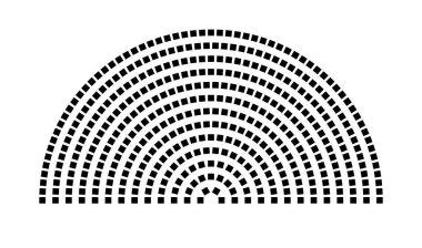 Hemicycle 421 koltuk - 13 sıra - 180 derece