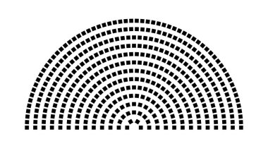 Hemicycle 422 koltuk - 13 sıra - 180 derece