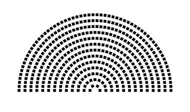 Hemicycle 423 koltuk - 13 sıra - 180 derece