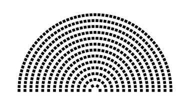 Hemicycle 424 koltuk - 13 sıra - 180 derece
