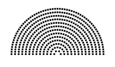 Hemicycle 427 koltuk - 13 sıra - 180 derece