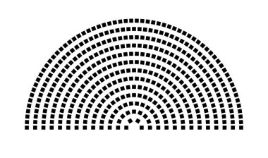Hemicycle 428 koltuk - 13 sıra - 180 derece