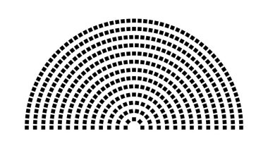 Hemicycle 433 koltuk - 13 sıra - 180 derece