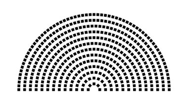 Hemicycle 432 koltuk - 13 sıra - 180 derece