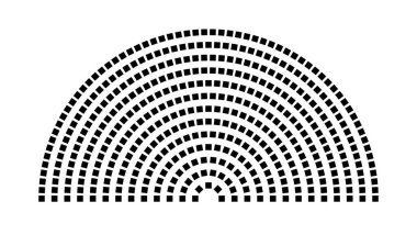 Hemicycle 434 koltuk - 13 sıra - 180 derece
