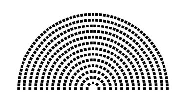 Hemicycle 435 koltuk - 13 sıra - 180 derece