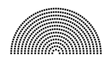 Hemicycle 436 koltuk - 13 sıra - 180 derece