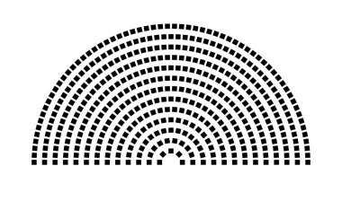 Hemicycle 437 koltuk - 13 sıra - 180 derece