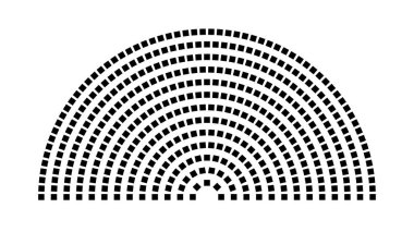 Hemicycle 439 koltuk - 13 sıra - 180 derece