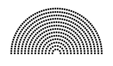 Hemicycle 442 koltuk - 13 sıra - 180 derece