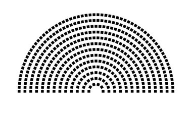 Hemicycle 444 koltuk - 13 sıra - 180 derece