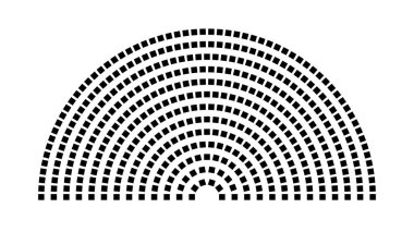 Hemicycle 443 koltuk - 13 sıra - 180 derece