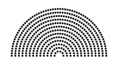 Hemicycle 445 koltuk - 13 sıra - 180 derece