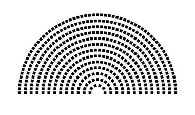Hemicycle 447 koltuk - 13 sıra - 180 derece