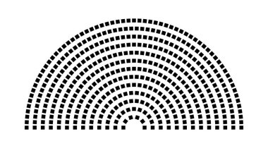 Hemicycle 449 koltuk - 13 sıra - 180 derece