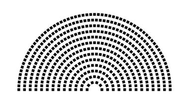 Hemicycle 448 koltuk - 13 sıra - 180 derece