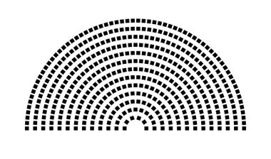 Hemicycle 450 koltuk - 13 sıra - 180 derece