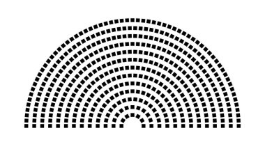 Hemicycle 453 koltuk - 13 sıra - 180 derece