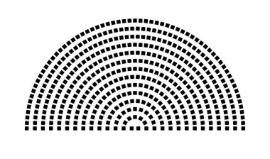 Hemicycle 454 koltuk - 14 sıra - 180 derece