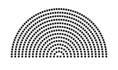 Hemicycle 455 koltuk - 14 sıra - 180 derece