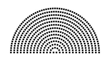 Hemicycle 456 koltuk - 14 sıra - 180 derece